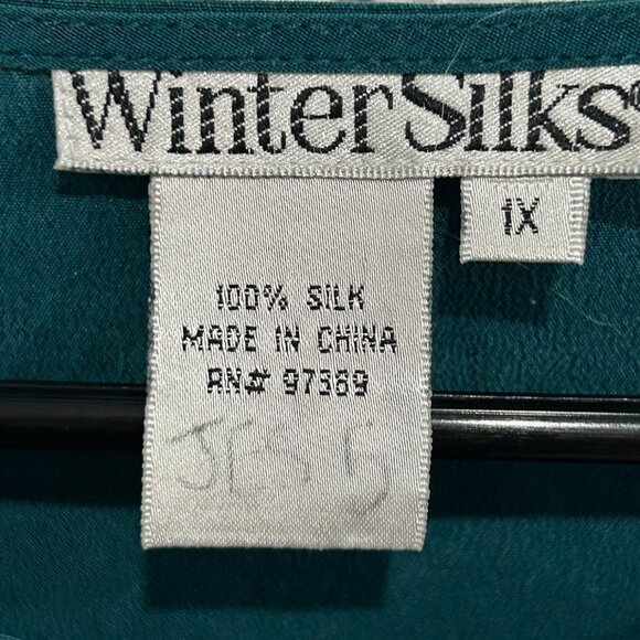 WinterSilks Womens Teal 100% Silk Sleeveless Tank Top Size IX Soft Lightweight - Picture 5 of 9
